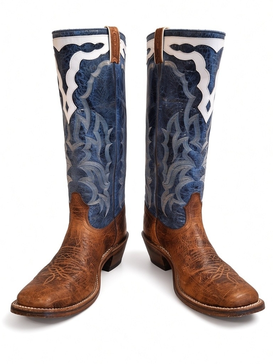 Boulet Other - Men's BOULET Blue and Brown Western Cowboy Boots - Leather Pull-On